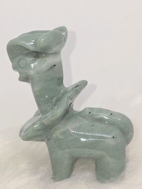 Meganium Inspired Green Jade Crystal Carving 3.18” Pokémon Style Figurine